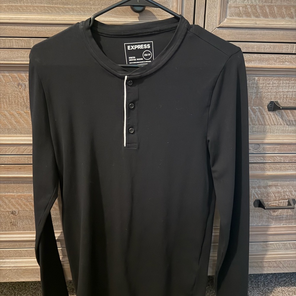 Express Black Men's Henley Tech Shirt
